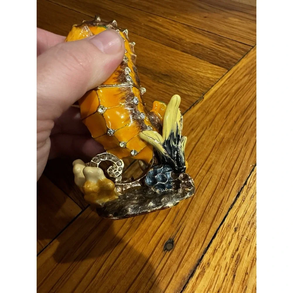 The Royal gem Collection Seahorse Bejeweled Trinket Box Enameled‎